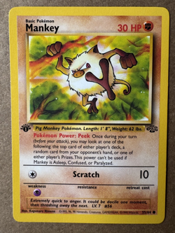 Mankey 55/64 Jungle 1st Edition Non-Holo Common Pokemon Card NM+ - Image 1