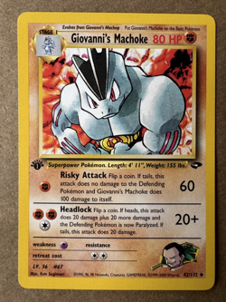 Giovanni's Machoke 42/132 Gym Challenge 1st Edition Non-Holo Pokemon Card NM+ - Image 1
