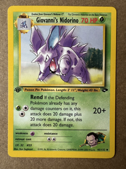 Giovanni's Nidorino 45/132 Gym Challenge 1st Edition Non-Holo Pokemon Card NM+ - Image 1
