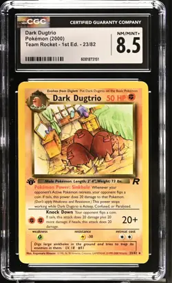 CGC 8.5 Dark Dugtrio Team Rocket 1st Edition 23/82 Pokemon Card - Image 1
