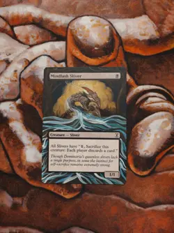 Magic the Gathering Mindlash Sliver Hand Painted Unique Custom MTG Alter - Image 1
