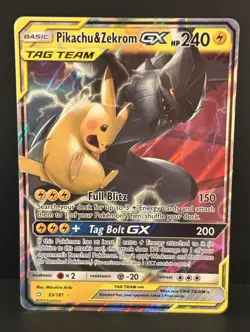 Pokemon Pikachu & Zekrom GX 33/181 Team Up Tag Team Holo NM-LP - Image 1