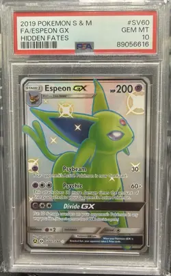 2019 Pokemon S&M F/A Espeon GX SV60/SV94 Hidden Fates PSA 10 - Image 1