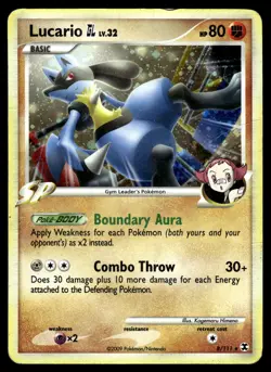 2009 Pokemon Platinum Rising Rivals 8 Lucario Holo Cosmos LP - Image 1