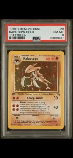 1999 POKEMON FOSSIL #9 KABUTOPS-HOLO 1ST EDITION - Image 1