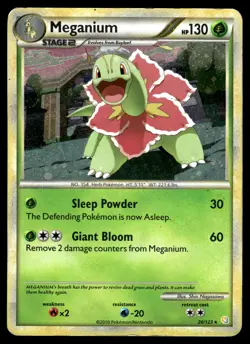 2010 Pokemon Heartgold and Soulsilver 26 Meganium Holo Cosmos LP - Image 1