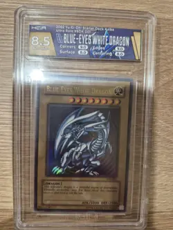 Yu-Gi-Oh 2002 Blue Eyes White Dragon SDK-001 Ultra Rare HGA 8.5 (Not PSA) - Image 1