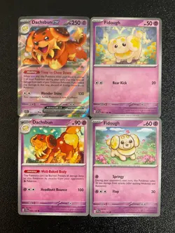 x4 Fidough Dachsbun Ex pokemon cards cute Dog puppy - Image 1