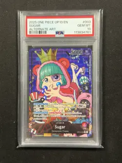 One Piece TCG Sugar Leader Alt Art English Card OP10-003 PSA 10 - Image 1