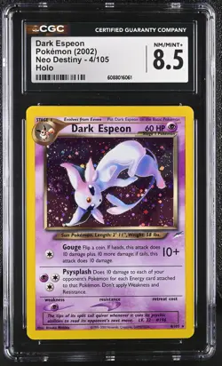 CGC 8.5 Dark Espeon 2002 Neo Destiny 4/105 Holo SWIRL Pokemon Card - Image 1