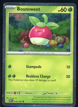 Holo Bounsweet 016/197 Common Obsidian Flames Pokemon Card 20B NM - Image 1