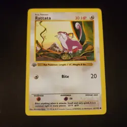 Base Set 1st Edition Shadowless Rattata Pokemon Trading Card LP 61/102 - Image 1