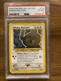 Pokemon TCG Neo Destiny Shining Noctowl Holo Rare Card 110/105 - Image 1