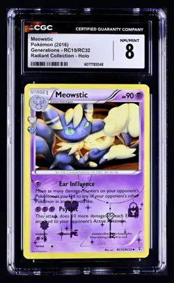 CGC 8 Meowstic Rev Holo RC15 2016 XY Generations Radiant Collection CUTE CARD - Image 1