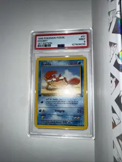 1999 Pokemon Fossil 1st Edition Krabby PSA 9 MINT 51/62 - Image 1