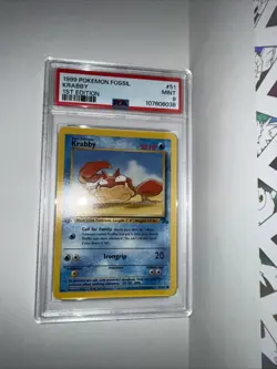 1999 Pokemon Fossil 1st Edition Krabby PSA 9 MINT 51/62 - Image 2