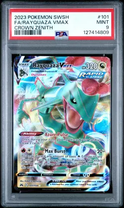 2023 POKEMON SWORD & SHIELD CROWN ZENITH #101 FULL ART/RAYQUAZA VMAX PSA 9 - Image 1