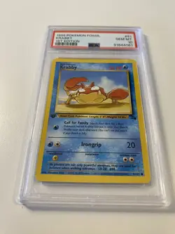 1999 POKEMON FOSSIL #51 KRABBY 1ST EDITION PSA 10 GEM MINT - Image 1