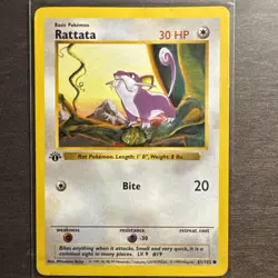 1st edition shadowless 1999 Pokemon TCG Rattata Base Set 61/102 - Image 1