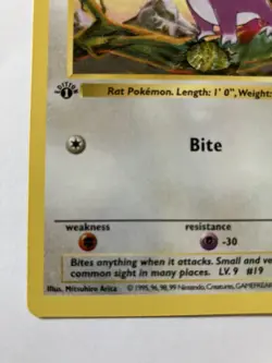 1999 Pokemon Shadowless Base Set 1st Edition Rattata 61/102 Near Mint NM - Image 3