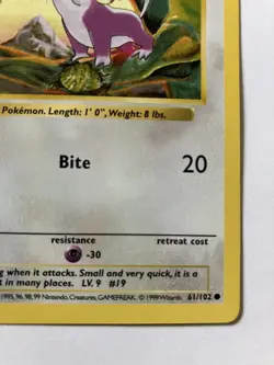 1999 Pokemon Shadowless Base Set 1st Edition Rattata 61/102 Near Mint NM - Image 4