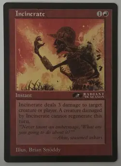 Magic The Gathering MTG INCINERATE Promo 6x9 Oversize Jumbo Card! - Image 1