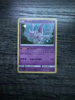 Pokemon Mewtwo TCG SM77 Cosmic Holo Black Star Promo Card NM- Holo Scratches - Image 1