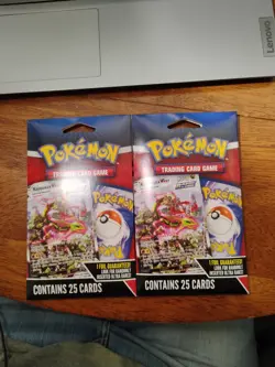 2 Unopened Pokemon 25 Card Packs: With ONE GUARANTEED FOIL CARD IN EACH - Image 1