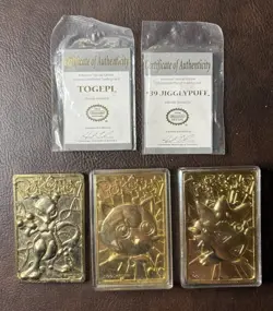 Pokemon Burger King 23k Gold Plated Cards Mewtwo Togepi Jigglypuff Nintendo - Image 1