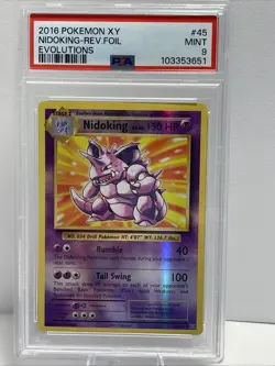 Pokemon Card PSA 9 Nidoking 45/108 Evolutions Reverse Holo Foil Rare 2016 - Image 1