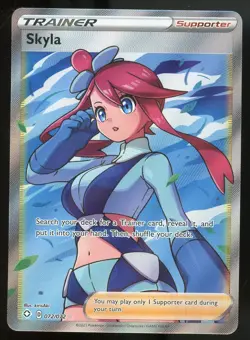 Pokemon TCG Skyla Shining Fates Holo Ultra Rare Full Art Card 072/072 NM - Image 1