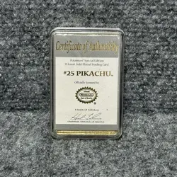 Pokemon Pikachu 23k Gold Plated Trading Card 1999 Nintendo #25 with Certificate - Image 2