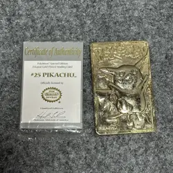 Pokemon Pikachu 23k Gold Plated Trading Card 1999 Nintendo #25 with Certificate - Image 4