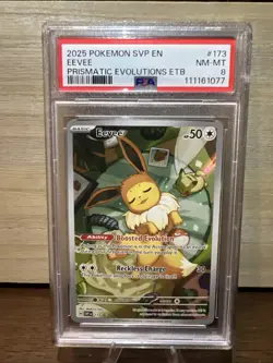 2025 POKEMON SVP EN-SV BLACK STAR PROMO #173 EEVEE PSA 8 - Image 1