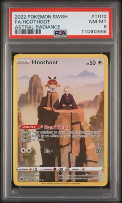 2022 POKEMON SWORD & SHIELD ASTRAL RADIANCE #TG12 FULL ART/HOOTHOOT PSA 8 - Image 1