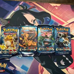 Pokemon XY Evolutions Sleeved Booster Pack Art Set (4 Sealed Packs) Charizard EX - Image 1