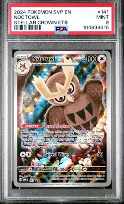 2024 POKEMON SVP EN-SV BLACK STAR PROMO #141 NOCTOWL STELLAR CROWN ETB PSA 9 - Image 1