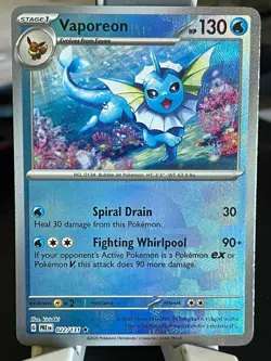 POKEMON VAPOREON 022/131 RARE REVERSE HOLO POKEBALL PRISMATIC EVOLUTIONS - Image 1