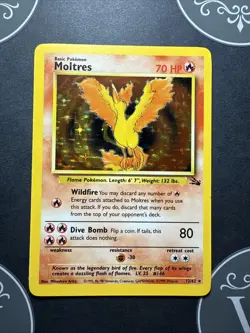 1999 Pokemon Fossil Moltres Holo Rare 12/62 Unlimited WOTC English (LP) - Image 3