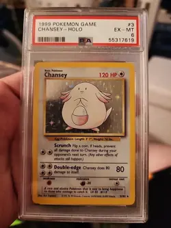 1999 Pokemon Base Set Unlimited Chansey Holo #3 PSA 6 EX-MT - Image 1