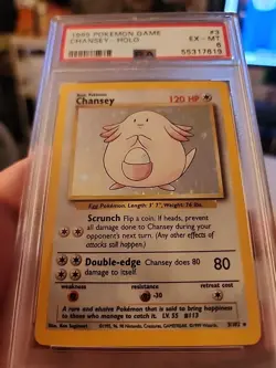 1999 Pokemon Base Set Unlimited Chansey Holo #3 PSA 6 EX-MT - Image 4