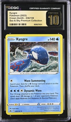 CGC PRISTINE 10 Pokemon Kyogre Cosmos Holo Promo 036/159 Sea Sky Collection - Image 1