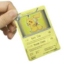 Pikachu Metal Gold Card Pokemon TCG Fun Card Thicc Pikachu - Image 1