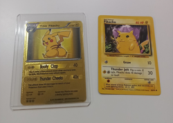 Pikachu Metal Gold Card Pokemon TCG Fun Card Thicc Pikachu - Image 4