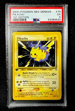 PSA 5 EX 1st Edition Non-Holo Pikachu Pokemon Neo 1 Genesis 70/111 - Image 1