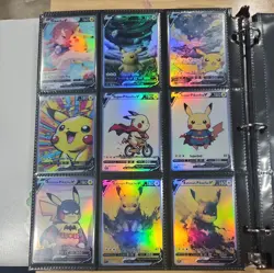 Lot of 9 Custom holofanart Pikachu V Pokemon Trading Card sleeved & top loaded - Image 1