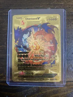 Lot Of 4 Pokemon Charizard Gold Premium Collector Pokemon Display Cards - Image 2