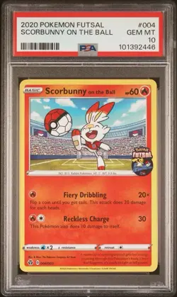 2020 Pokemon Futsal Promo # 004 Scorbunny On The Ball PSA 10 Card! GEM MINT! - Image 1
