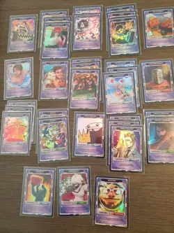 VCard Awakened Worlds: First Edition Support Cards (holo); lot of 33 - Image 1