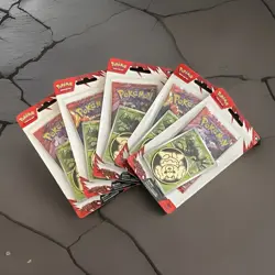 Pokemon Destined Rivals Blister Pack Zarude Cosmos Holo Promo & Coin Lot of 5 - Image 1